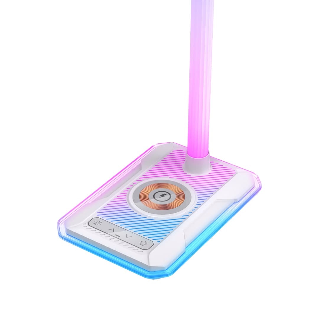 LED Desk Lamp with Wireless Charger and Colorful Light