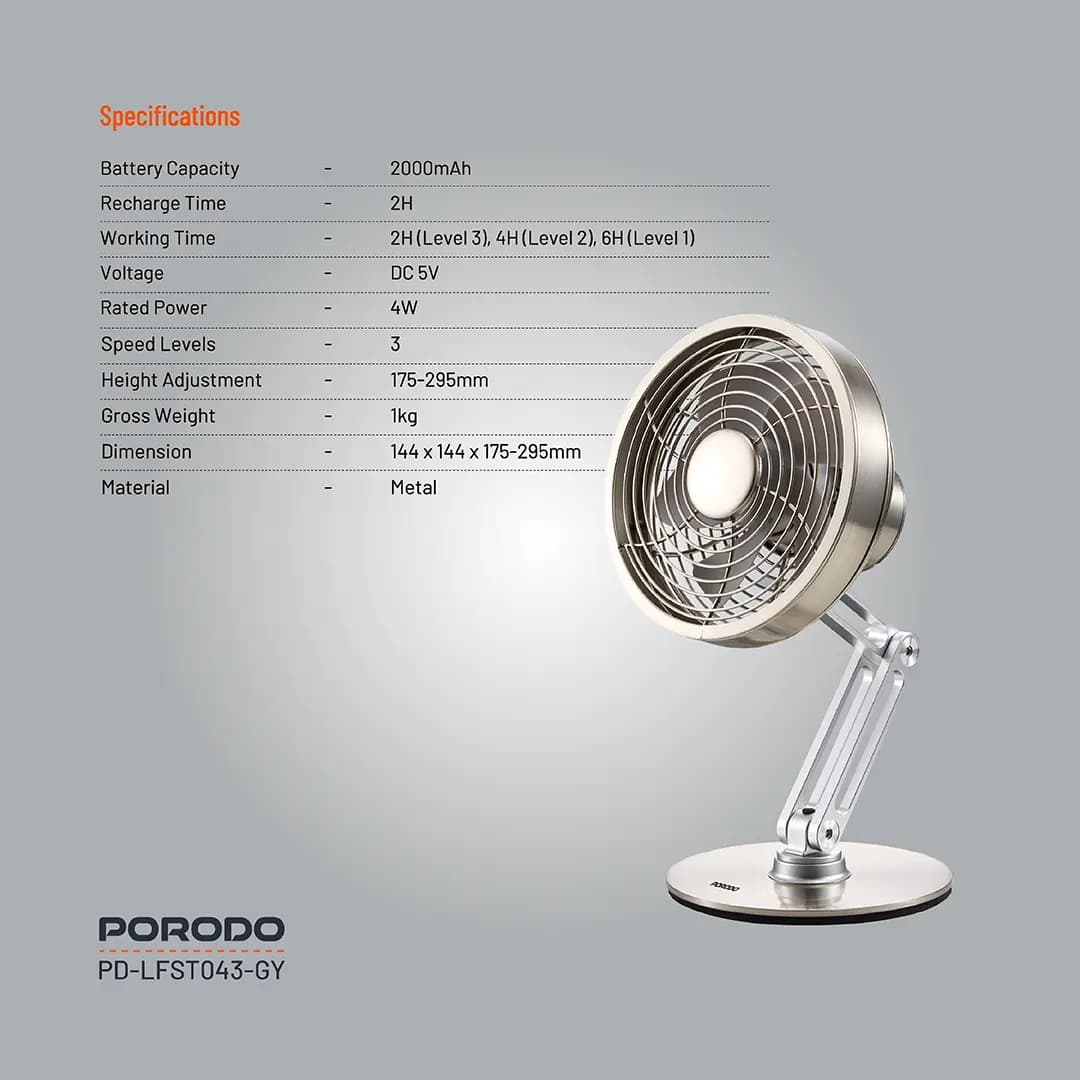 Porodo Lifestyle Metal Desk Fan