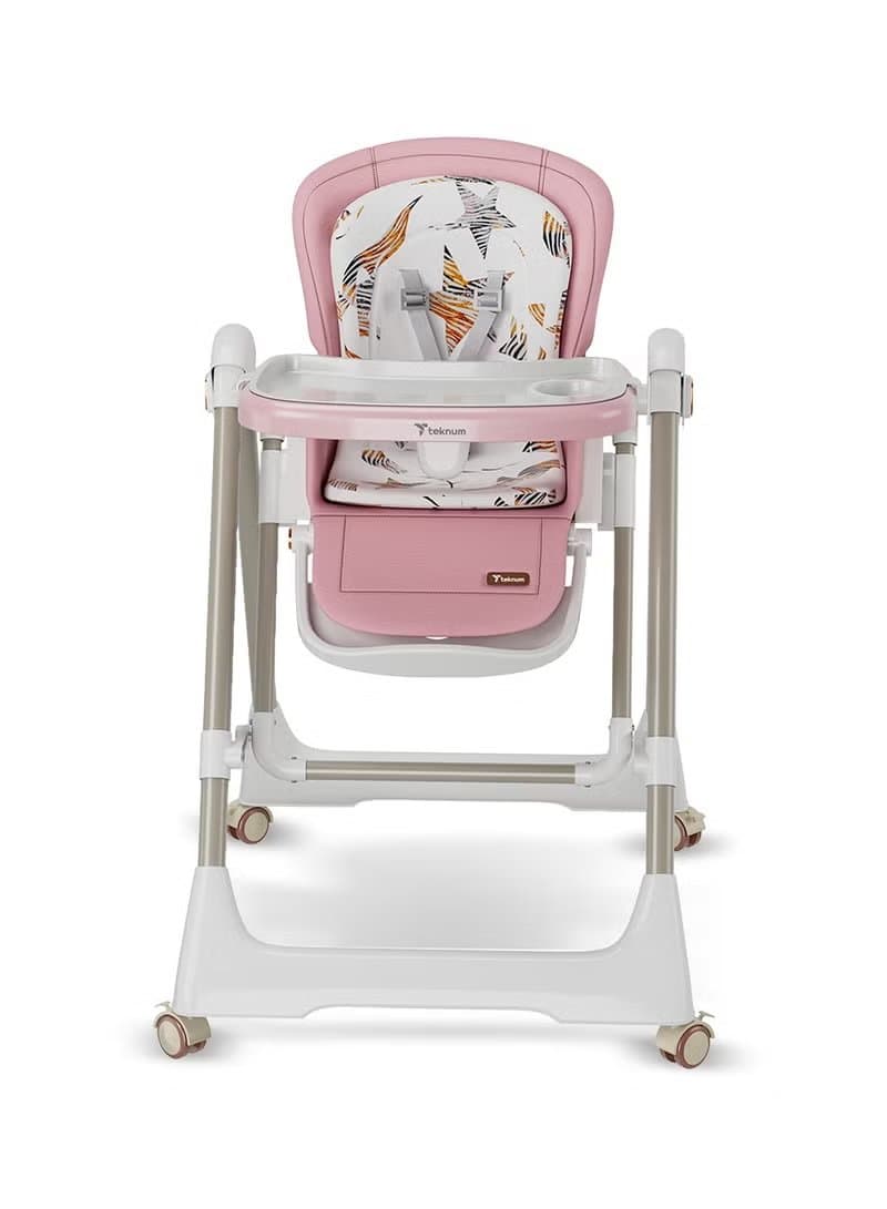 Teknum 5-IN-1 Swing with High Chair with Lockable wheels - Pink