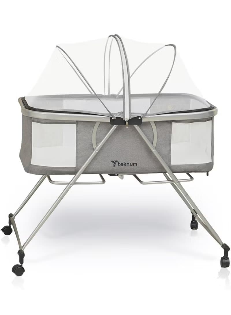 Teknum 3-in-1 Baby Cot Cradle with Mosquito Net & Wheels