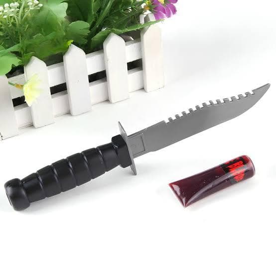 Halloween Plastic Toy Bayonet Knife Prop Set with Fake Blood Bottle