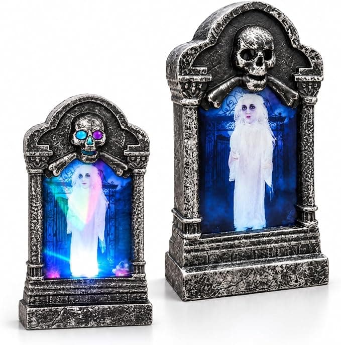 Halloween Tombstone LED Light Box Decor with Grim Reaper