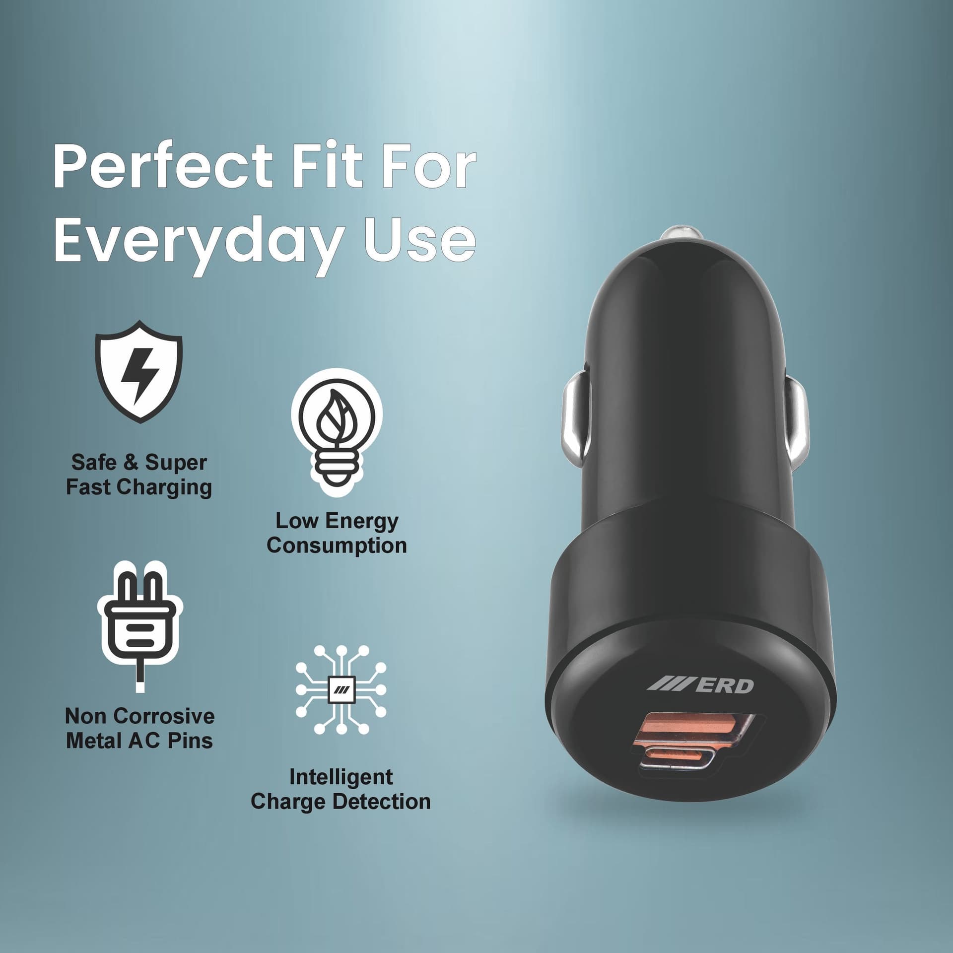 ERD CCE-616 USB A/C DUAL CHARGER BLK 25W