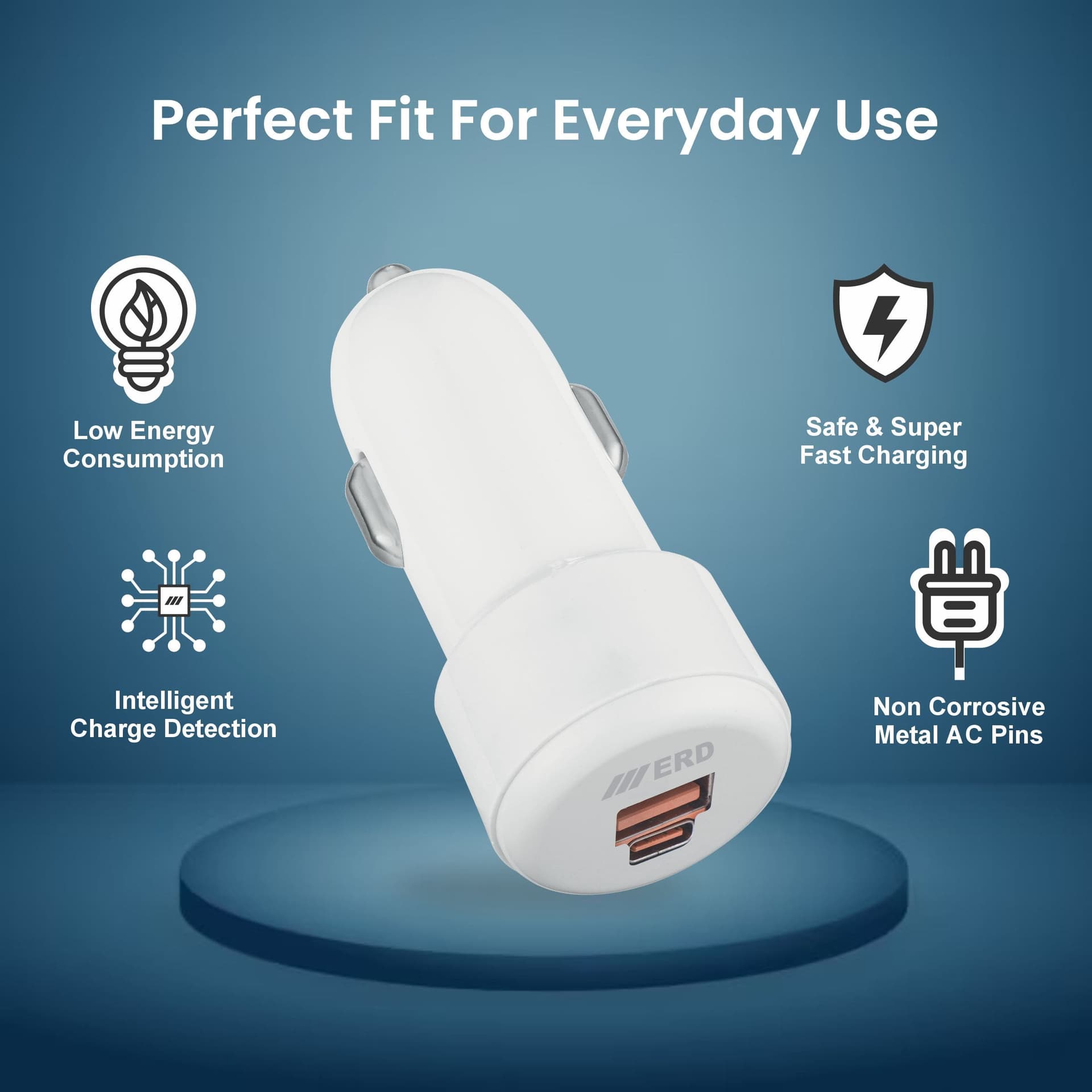 ERD CCE-616 USB A/C DUAL CHARGER WHT 25W
