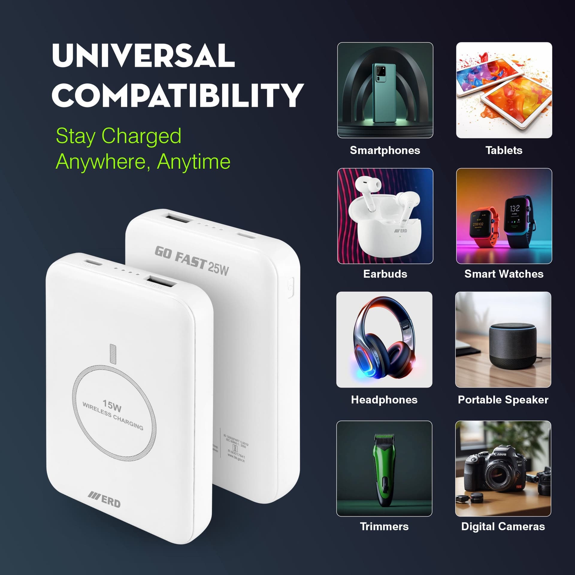 ERD PBE-607 POWER BANK 10000MAH WHT 25W