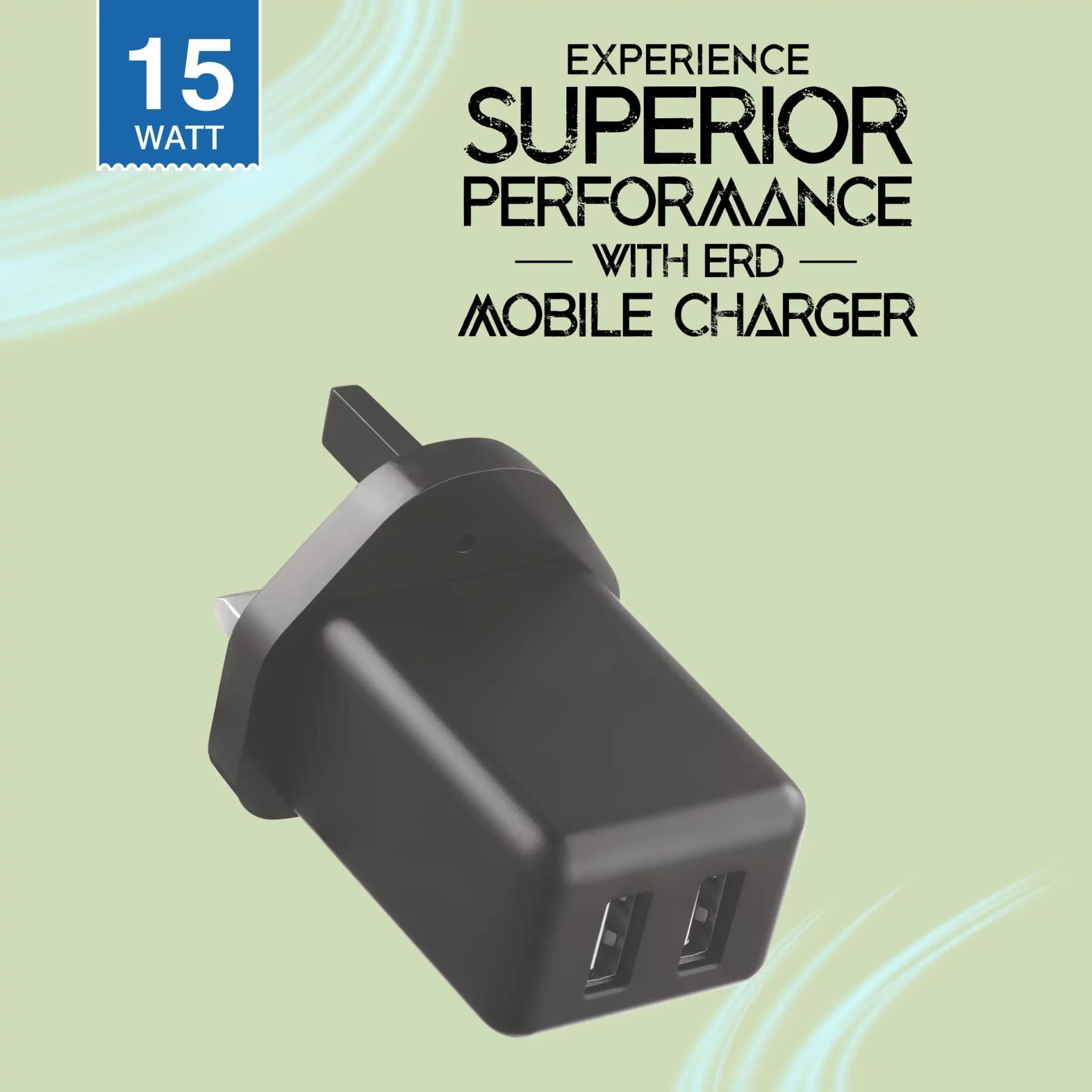 ERD TCU-673 USB A DUAL CHARGER BLK 15W