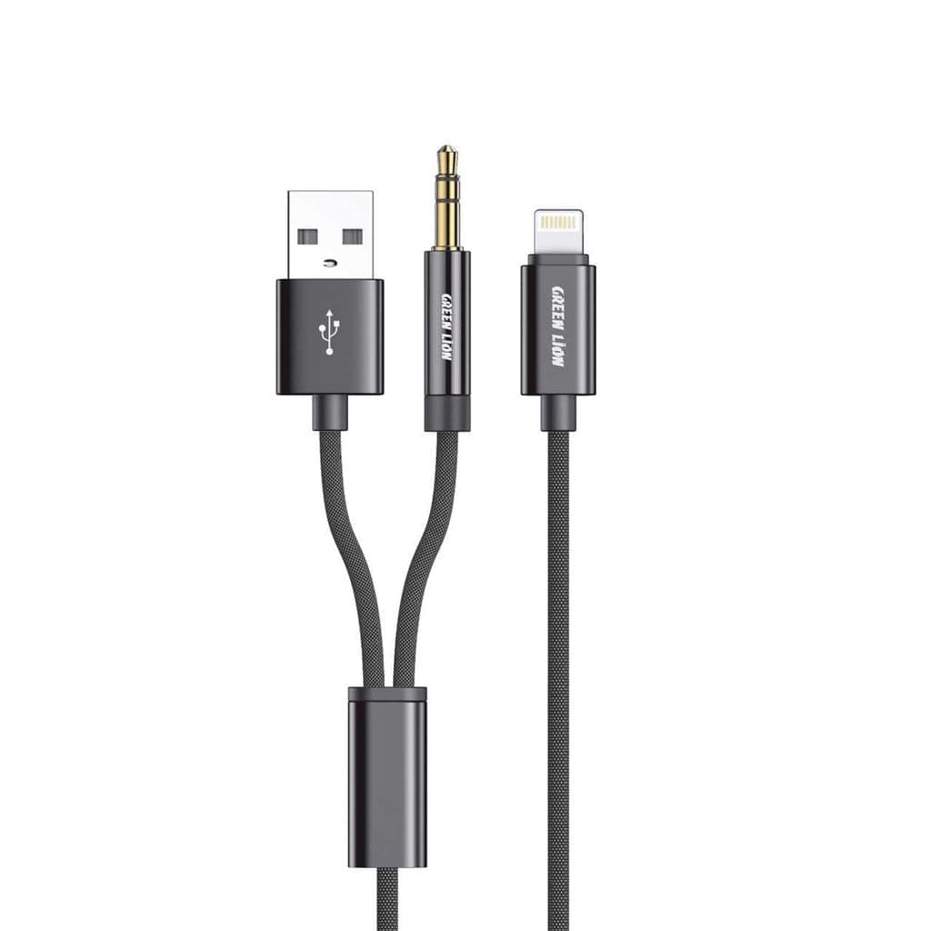 Green Lion 2 In 1 AUX Braided Cable 1.2m