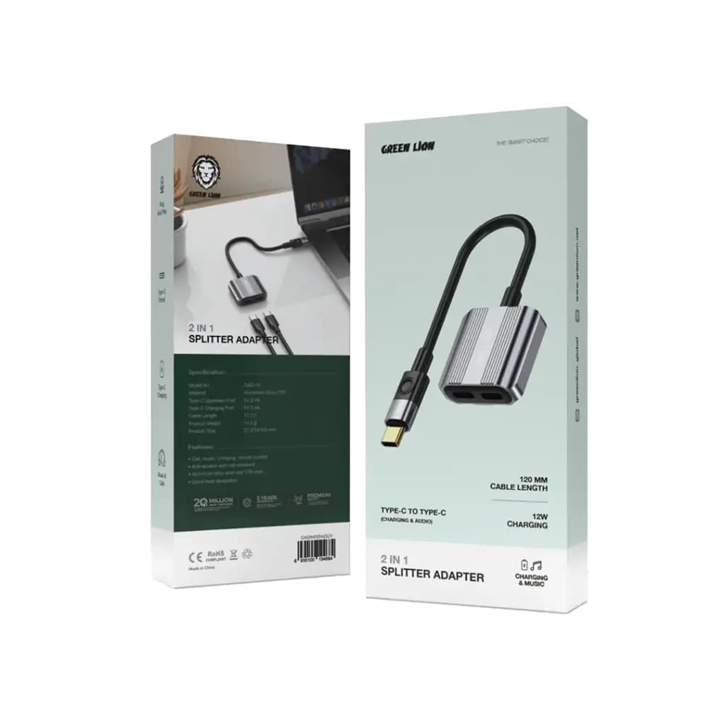 Green Lion 2 In 1 Type-C Splitter Adapter
