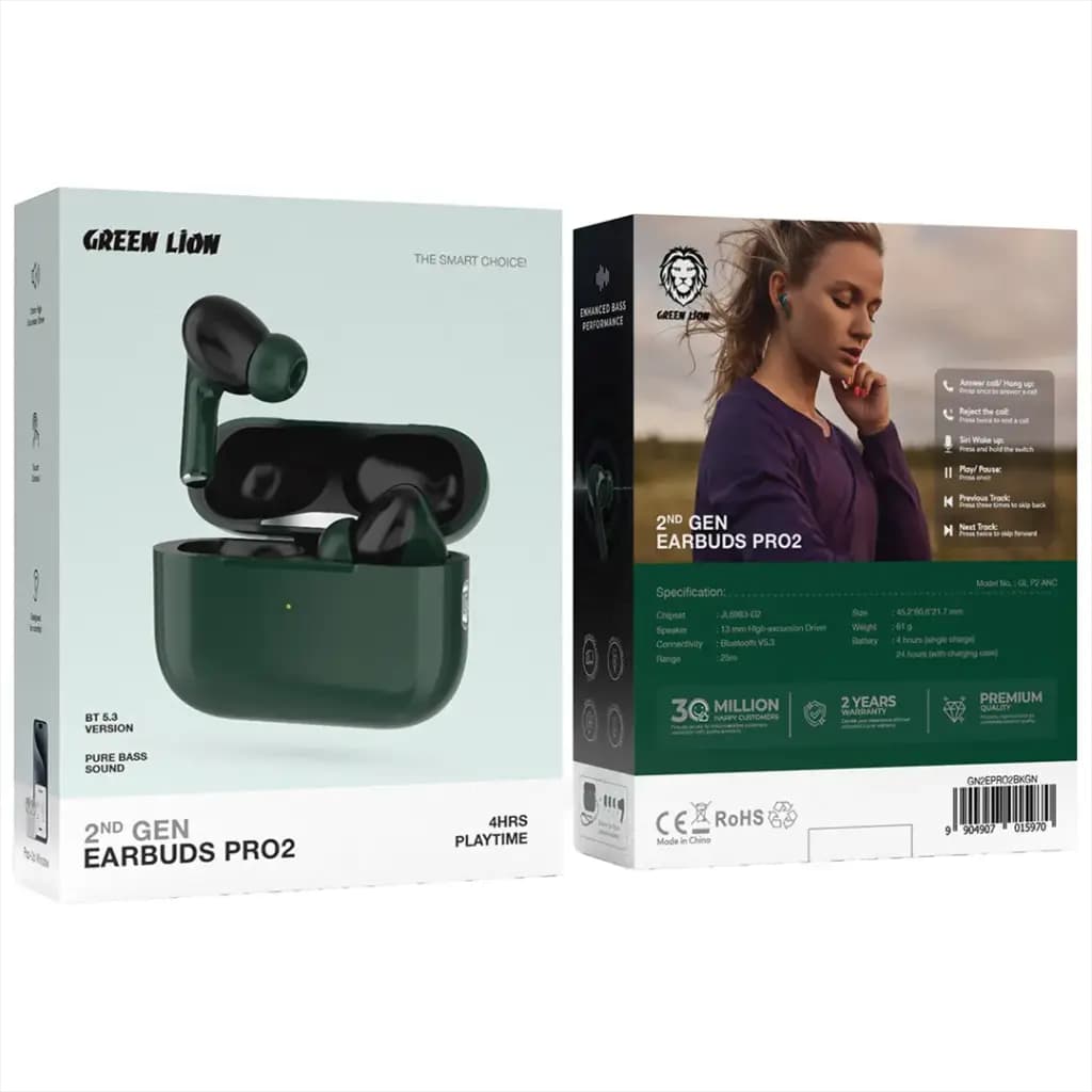 Green Lion 2nd Gen Earbuds Pro2 with ANC