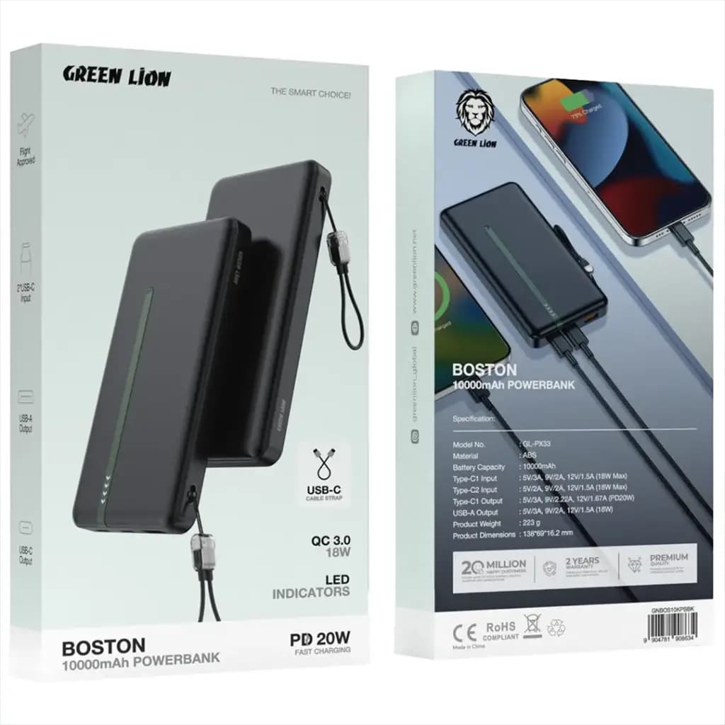 Green Lion Boston 20000mAh Power Bank PD 20W