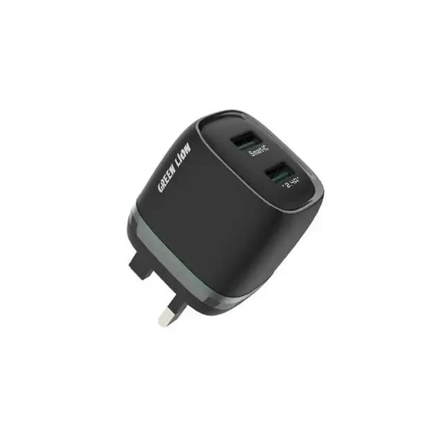 Green Lion Dual USB 12W Wall Charger With USB-A To Micro Cable 1M UK