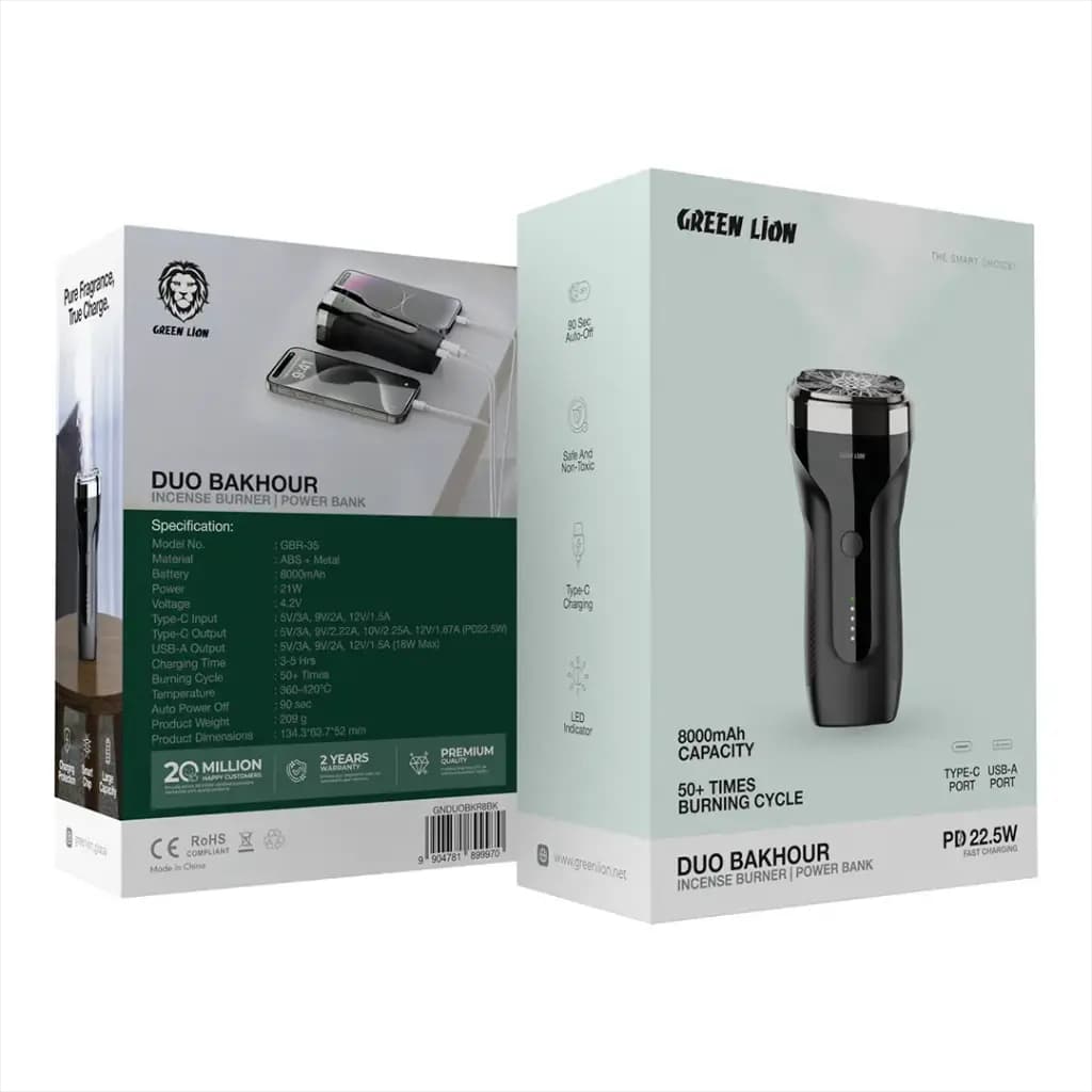 Green Lion Duo Bakhour with 8000mAh Power Bank PD 22.5W