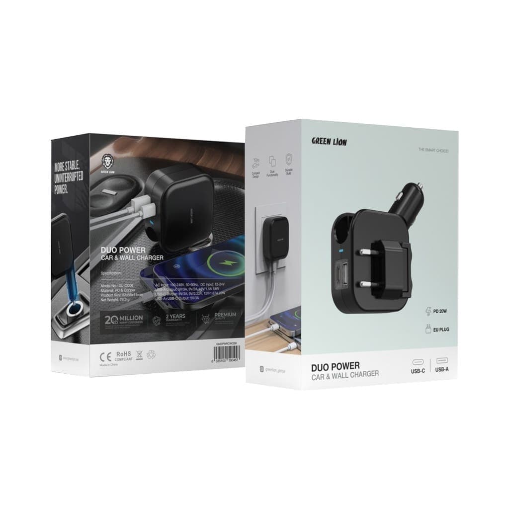 Green Lion Duo Power Car & Wall Charger