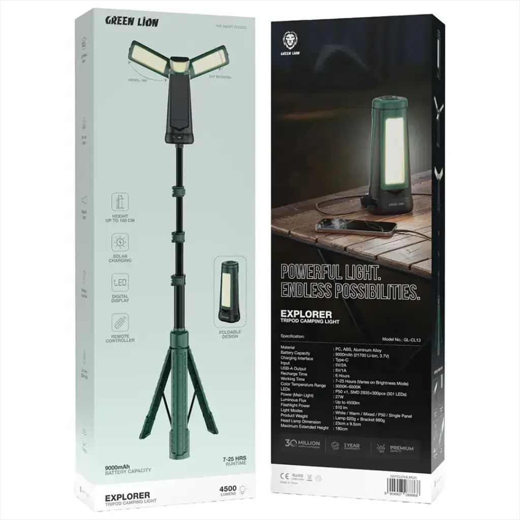 Green Lion Explorer Tripod Camping Light 4500 Lumens