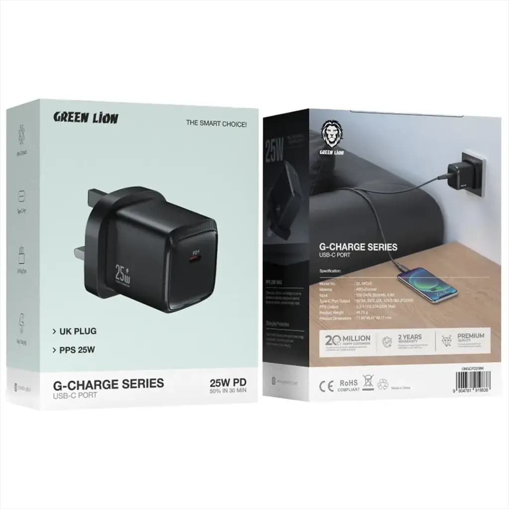 Green Lion G-Charge Series USB-C Port Wall Charger 25W PD