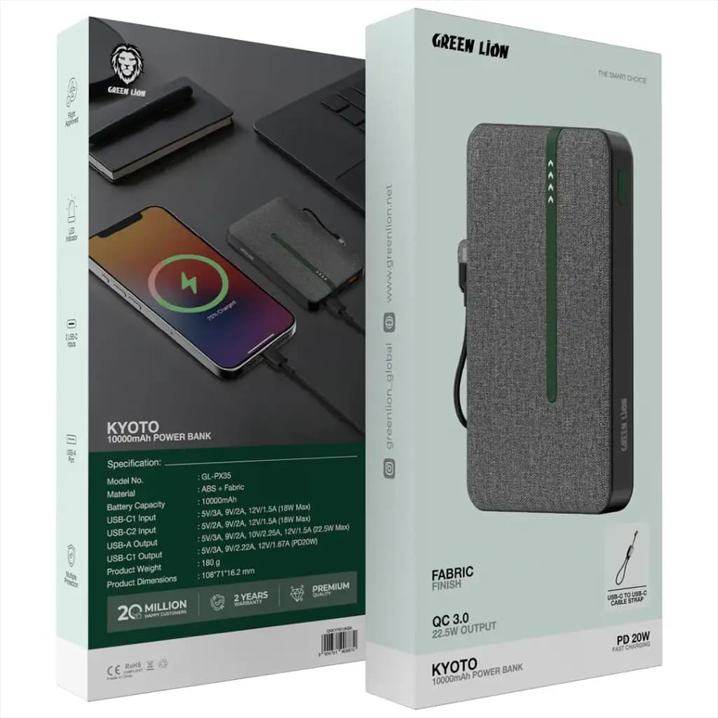 Green Lion KYOTO Power Bank 10000mAh PD 20W