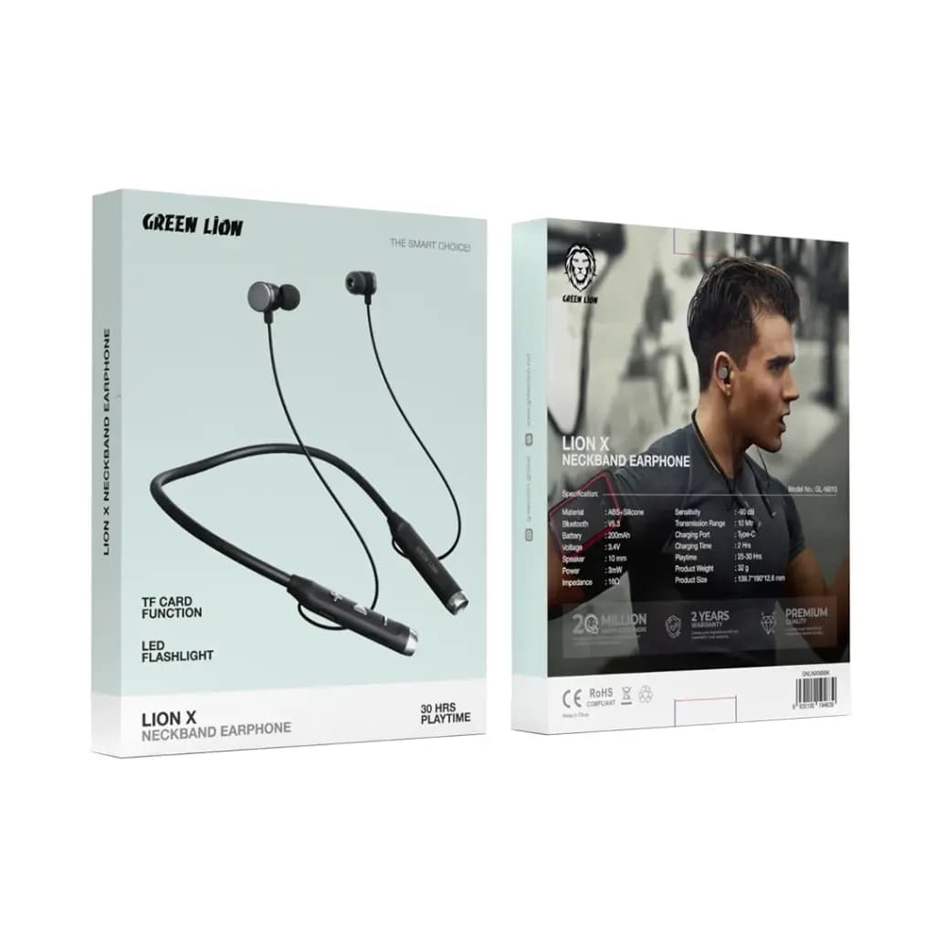 Green Lion Lion X Neckband Earphone with TF Card & Flashlight