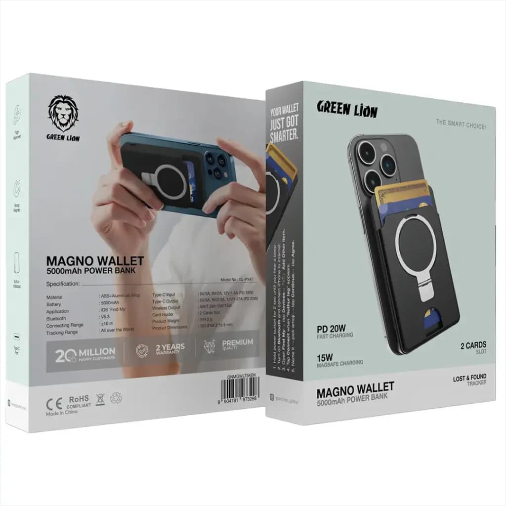 Green Lion MAGNO Wallet Find My Power Bank 5000mAh