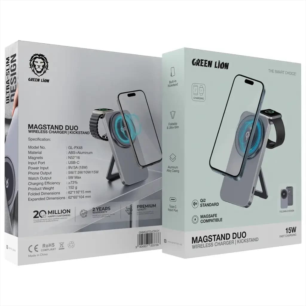 Green Lion Magstand Duo Qi2 Wireless Charger 15W