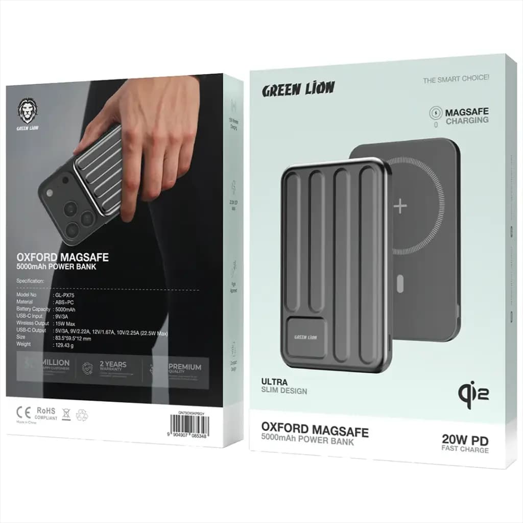 Green Lion Oxford Magsafe 5000mAh Powerbank Qi2 PD 20W