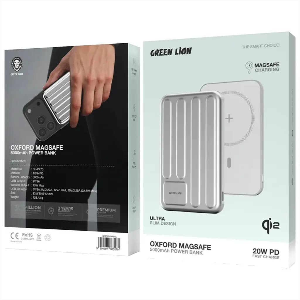 Green Lion Oxford Magsafe 5000mAh Powerbank Qi2 PD 20W