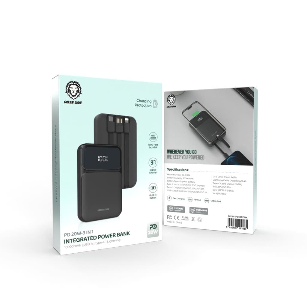 Green Lion PD 20W-3 In 1 Integrated Power Bank