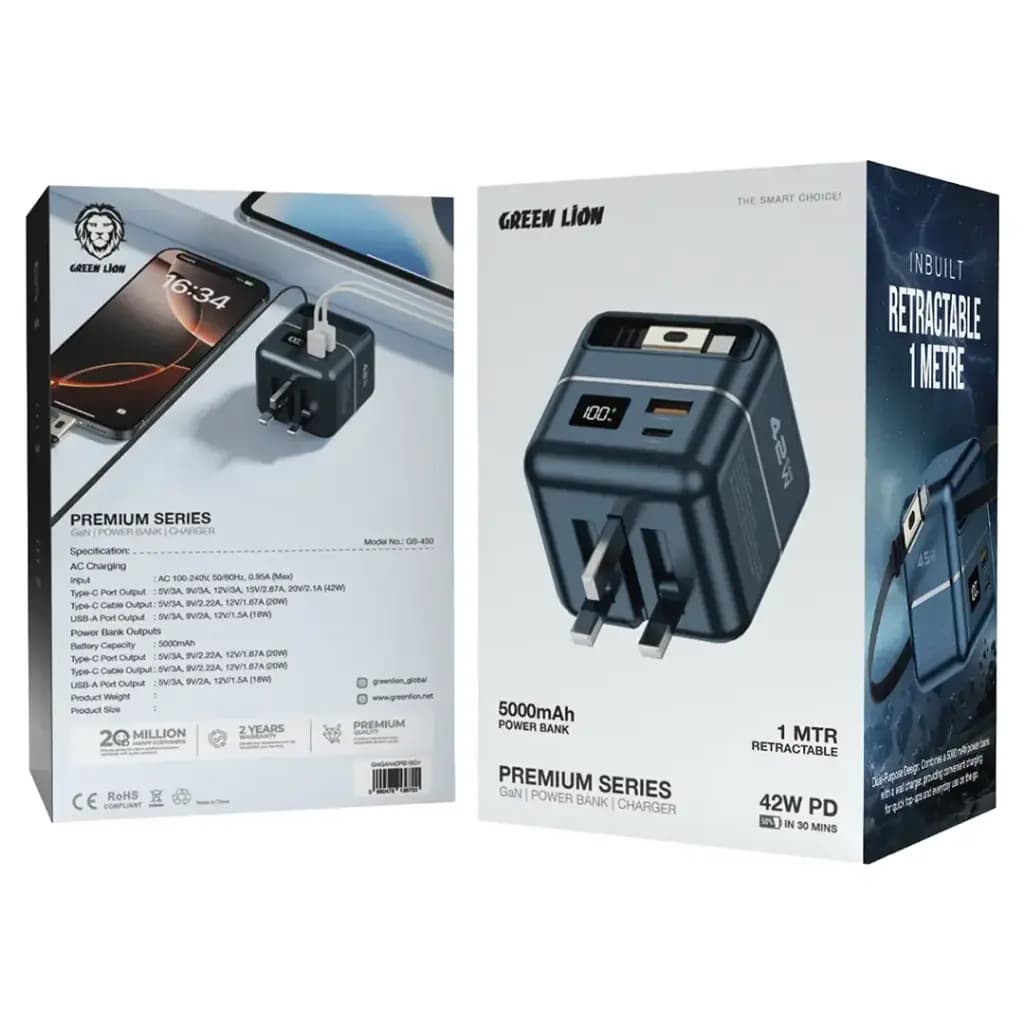 Green Lion Premium Series Charger + Power Bank 5000mAh 42W