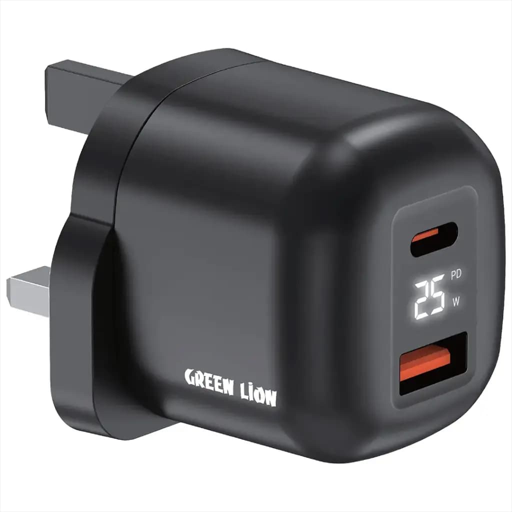 Green Lion Q- SERIES UK Plug GaN Charger USB-C&A Port PD25W+ QC3.0