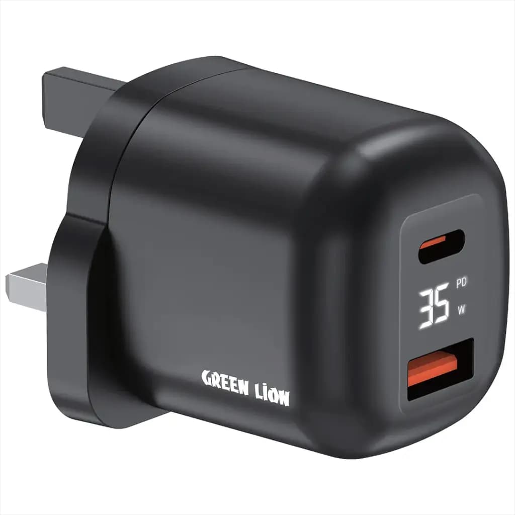 Green Lion Q- SERIES UK Plug GaN Charger USB-C&A Port PD35W+ QC3.0
