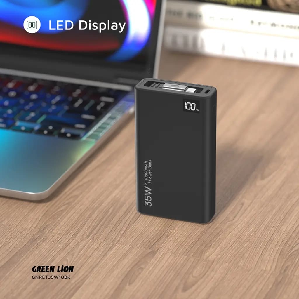 Green Lion Retractable Power Bank 35W 10000mAh
