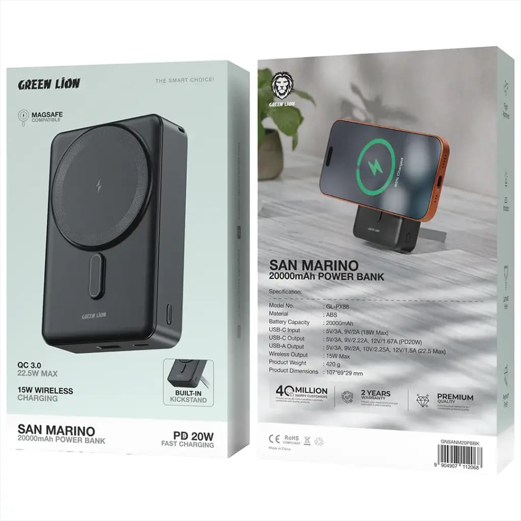 Green Lion SAN MARINO Power Bank 20000mAh PD 20W
