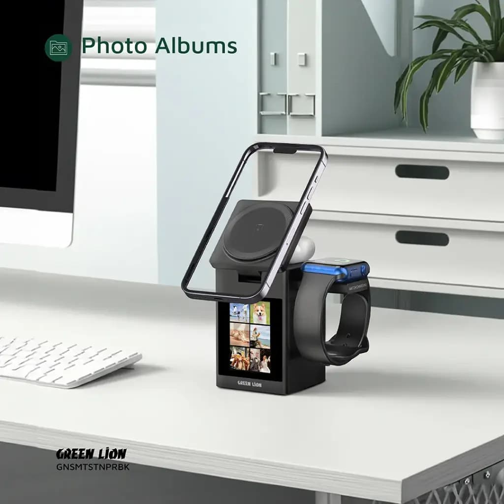 Green Lion Smart Station Pro LCD Display Wireless Charger with Speaker