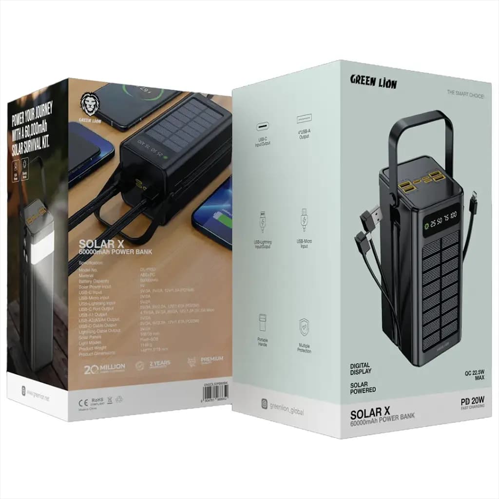 Green Lion Solar X 60000mAh Power Bank PD 20W