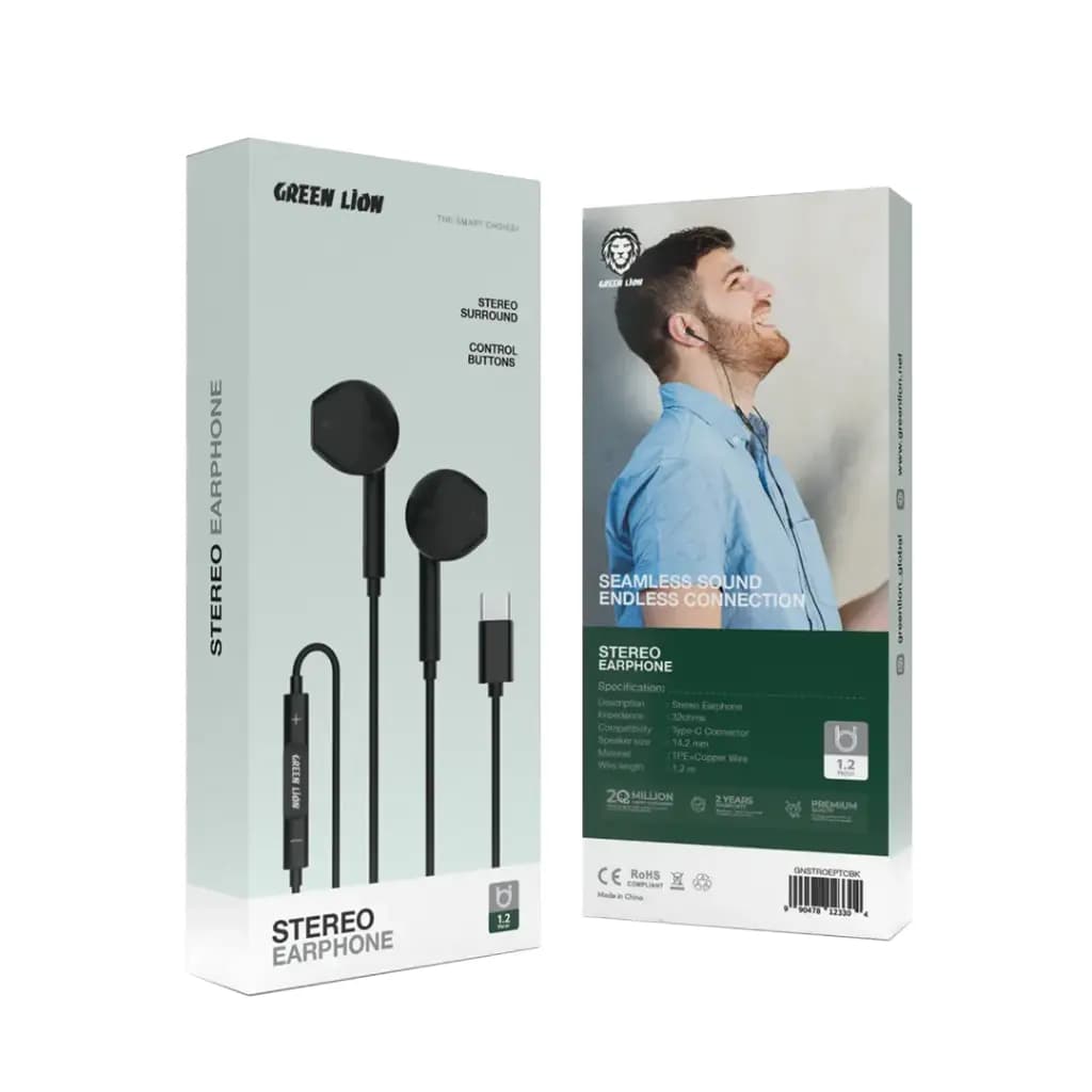 Green Lion Stereo Earphone With Type-C Connector