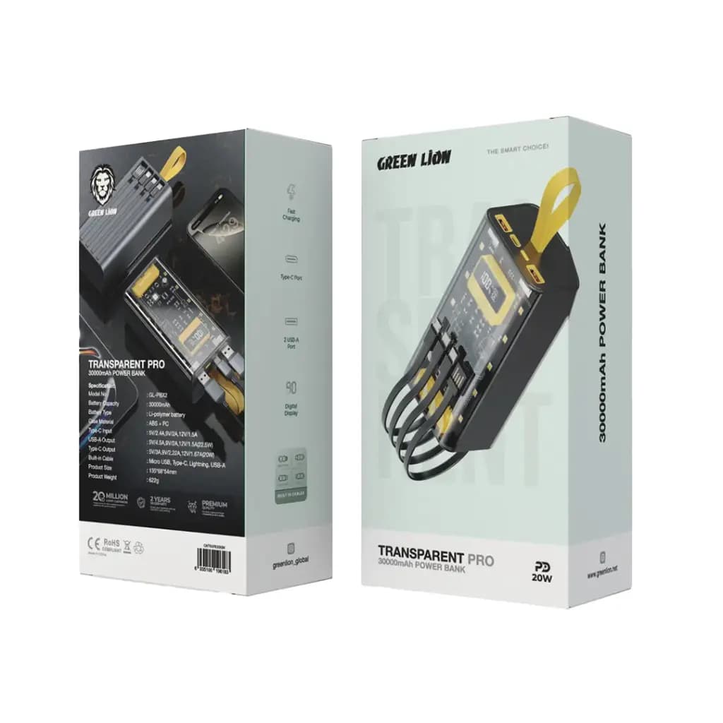 Green Lion Transparent Pro 30000mAh Power Bank