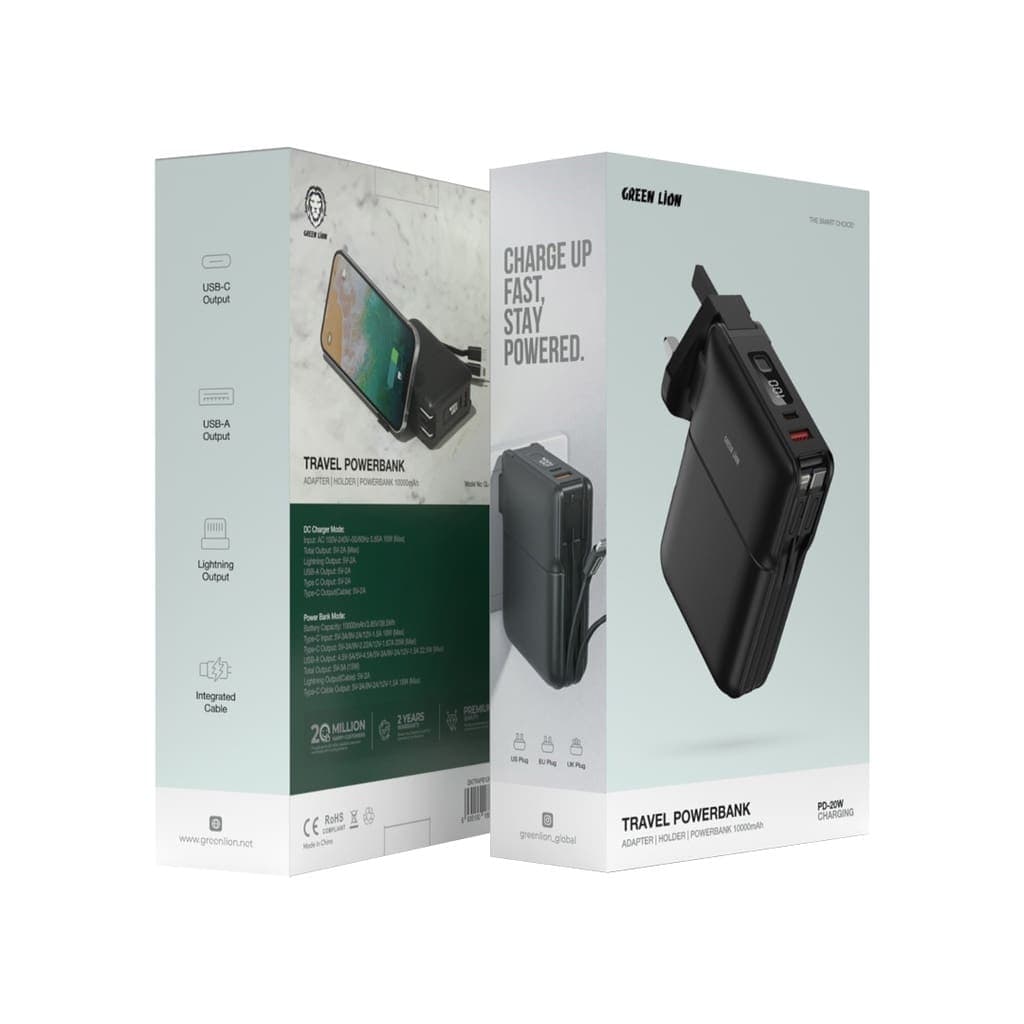 GREEN LION TRAVEL POWERBANK ADAPTER | HOLDER | POWERBANK 10000mAh