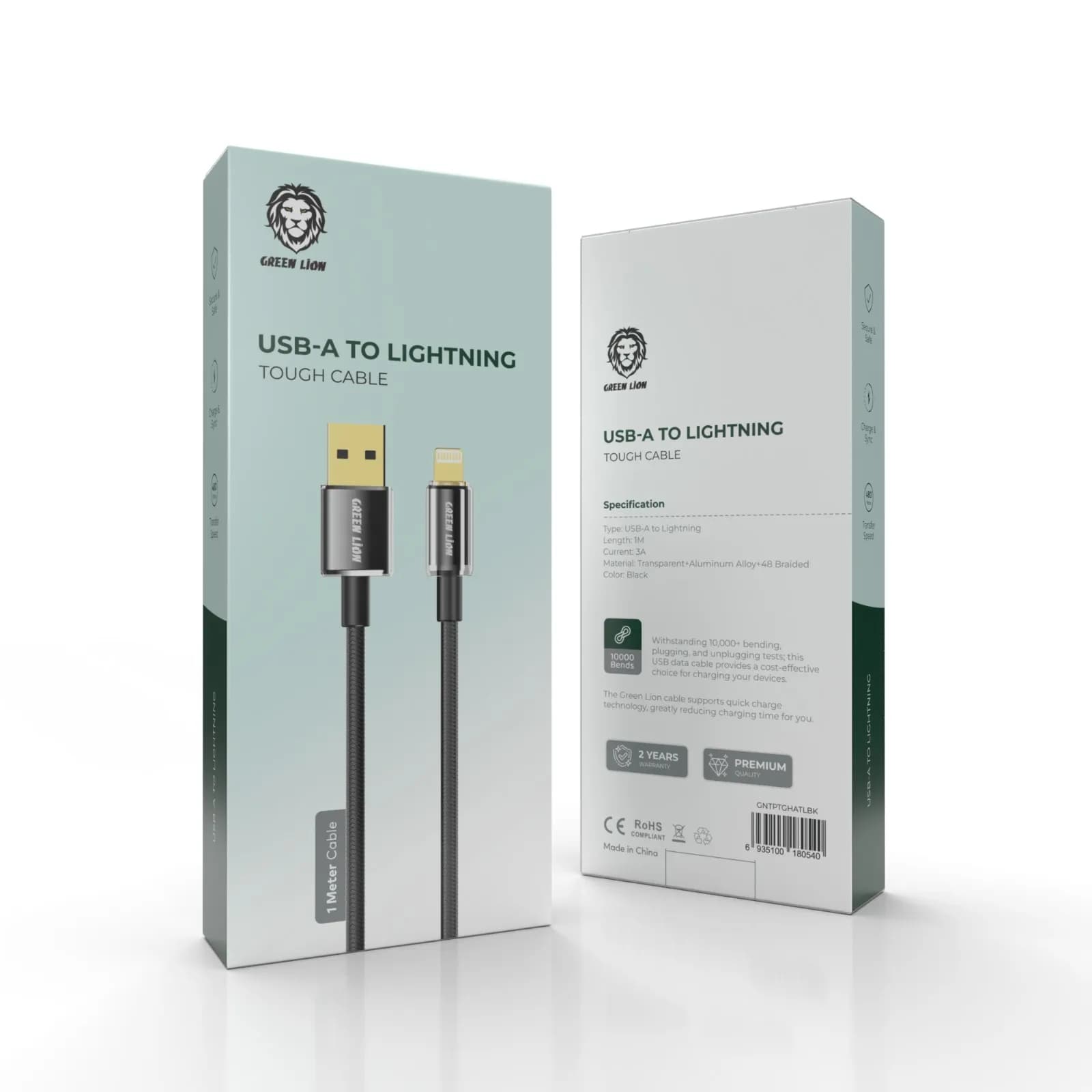 Green Lion USB-A to Lightning Tough Cable 1m