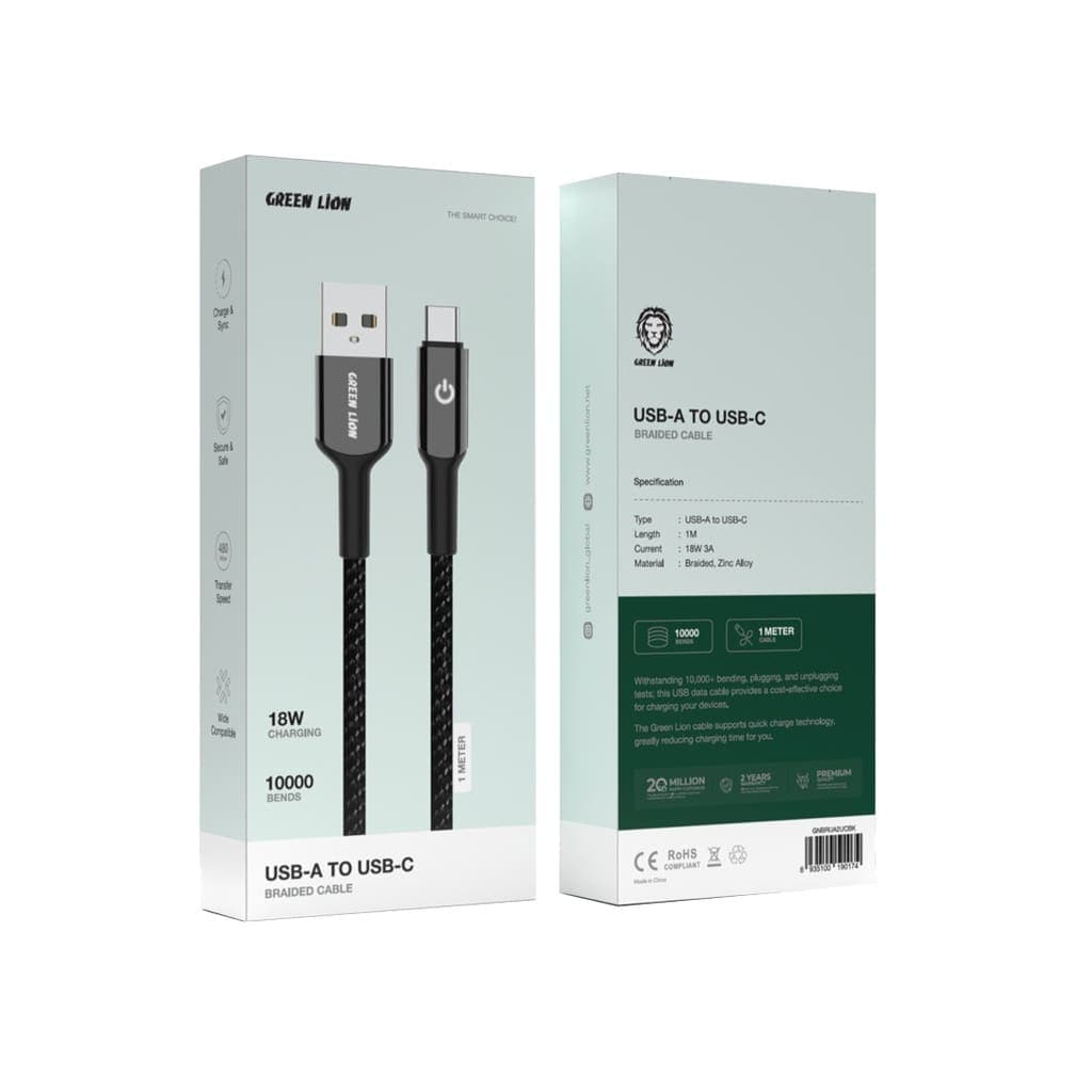 Green Lion USB-A to USB-C Braided Cable