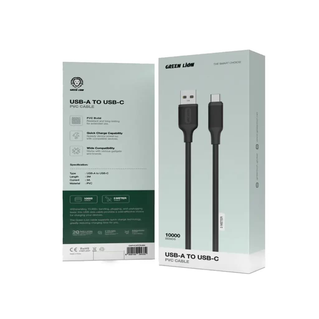 Green Lion USB-A to USB-C PVC Cable 3M