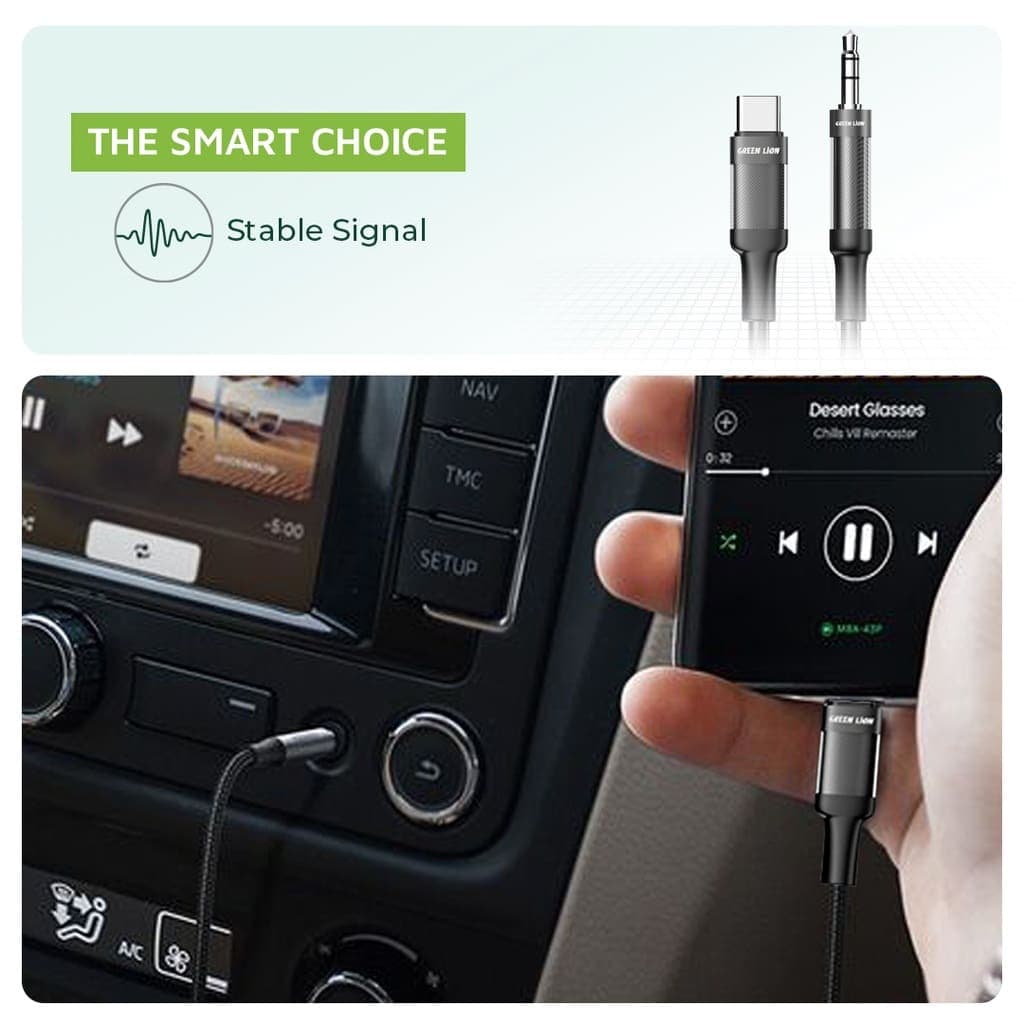 Green Lion USB-C to AUX Braided Cable 1m