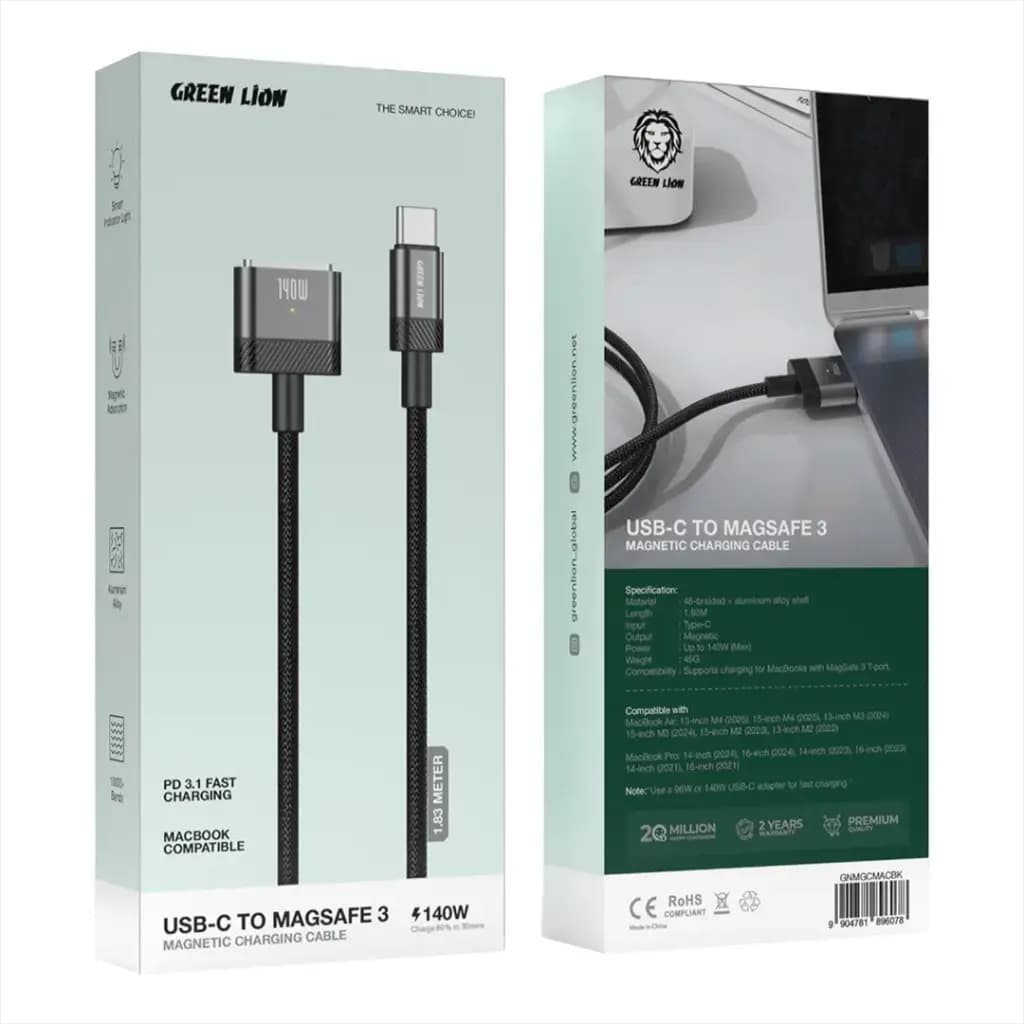 Green Lion USB-C to MagSafe 3 Magnetic Charging Cable