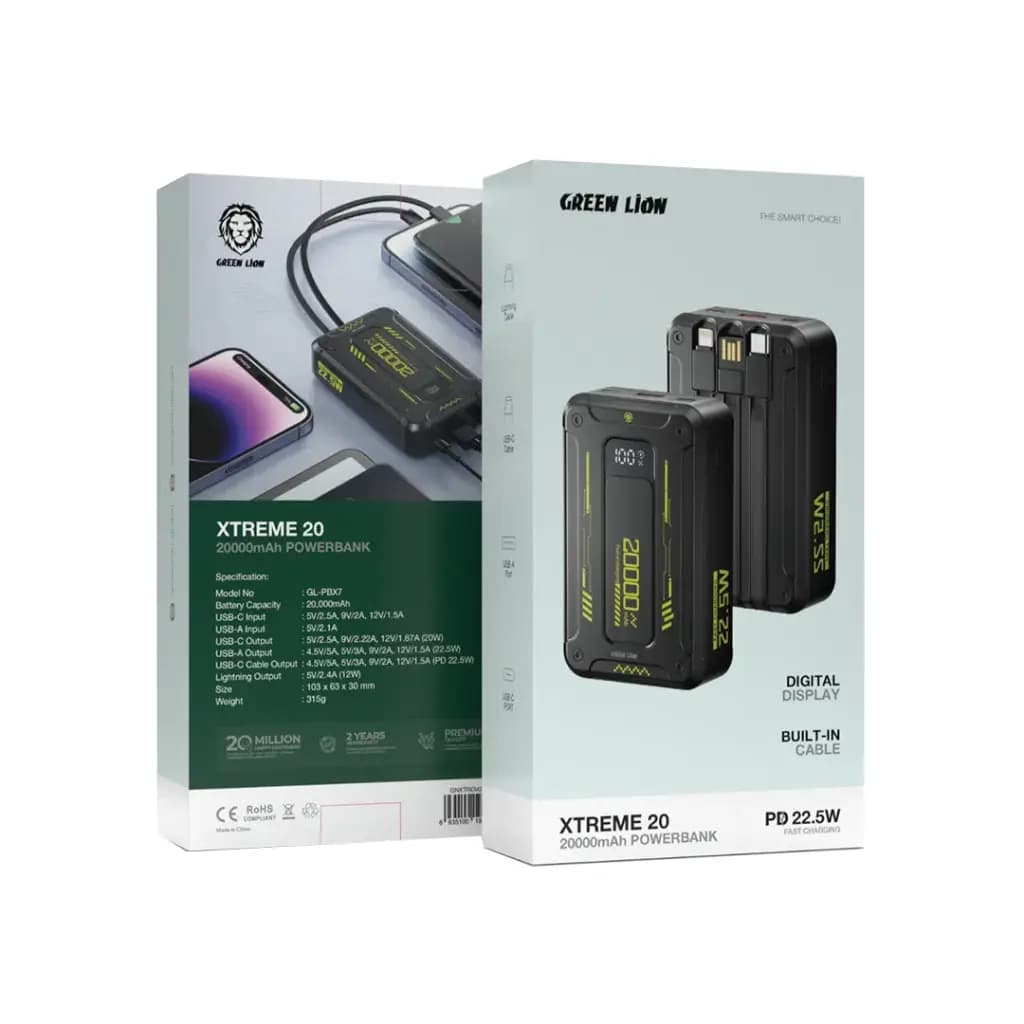 Green Lion Xtreme 20 Power Bank 20000 mAh PD 22.5W