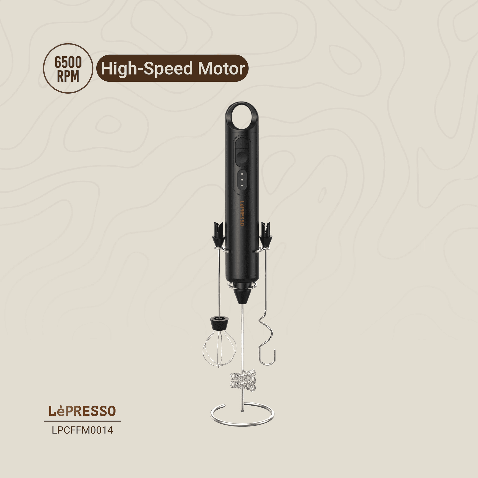 LéPRESSO Handheld Electric Milk Frother Set