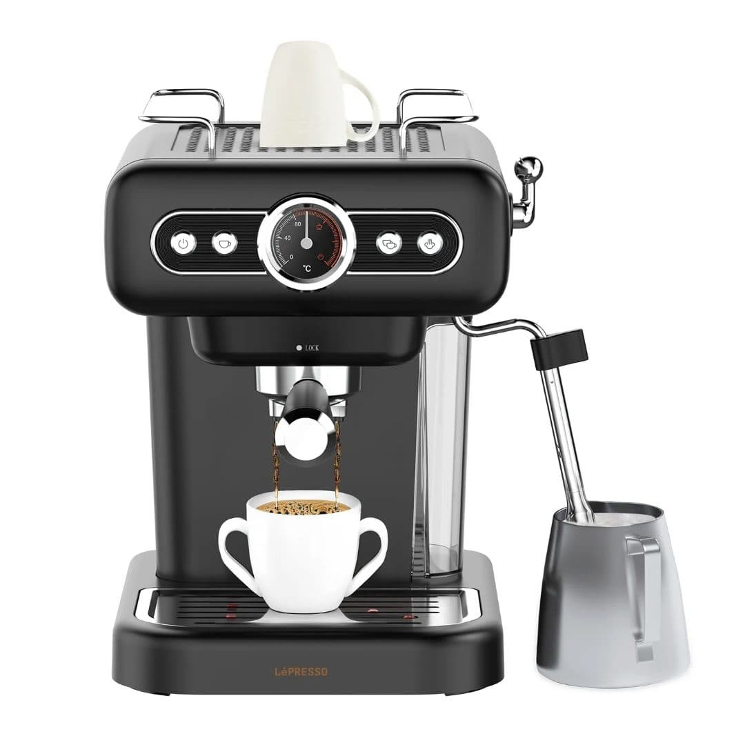 LePresso Retro Espresso Machine Boiler Gauge And Milk Steamer