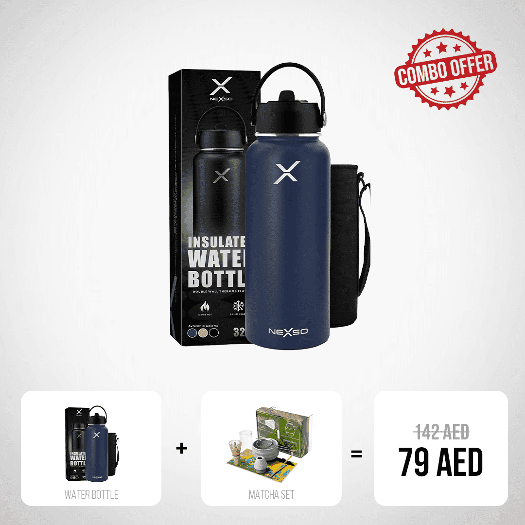 NEXSO Insulated Water Bottle Combo with Matcha Set