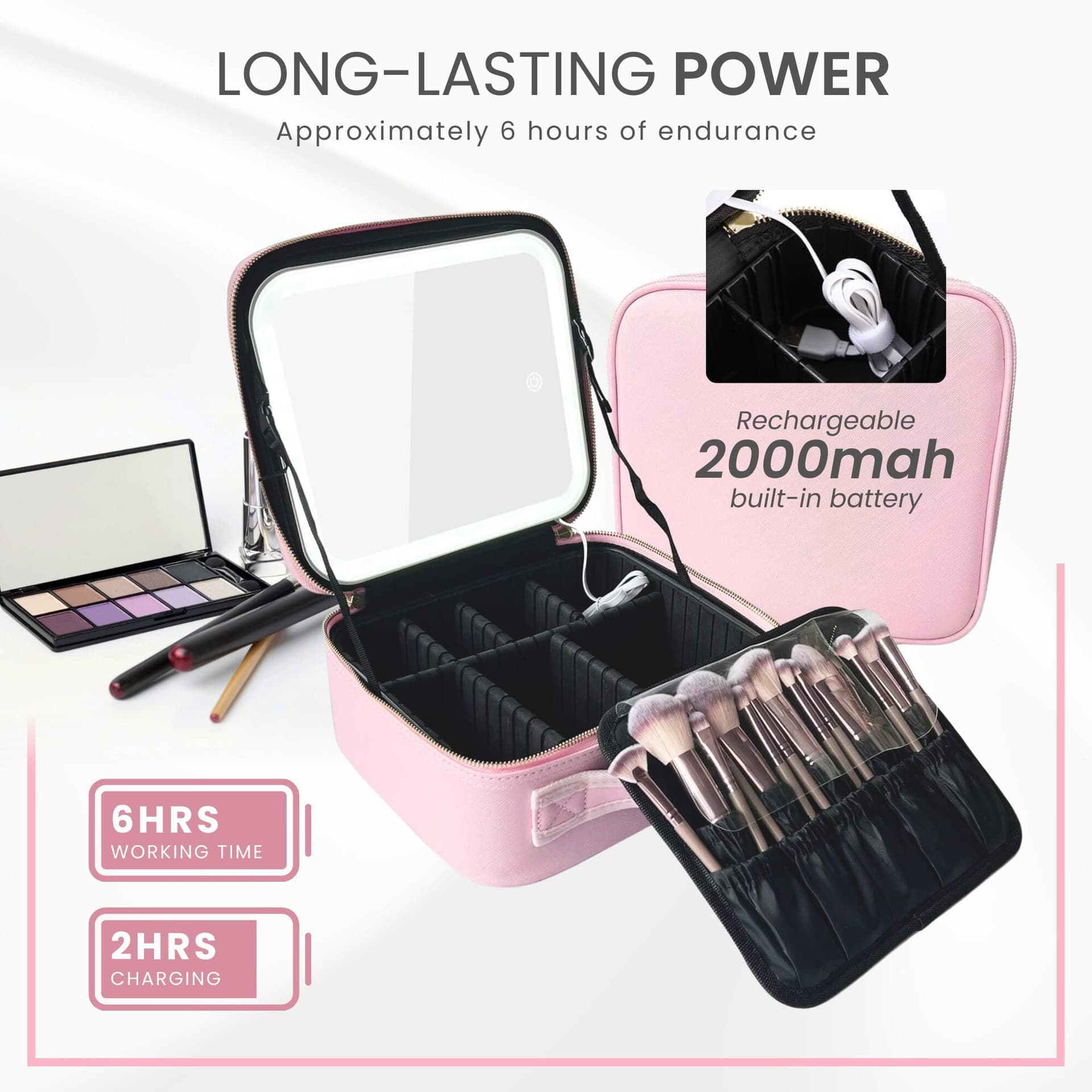 Rechargeable LED Lighted Makeup Case