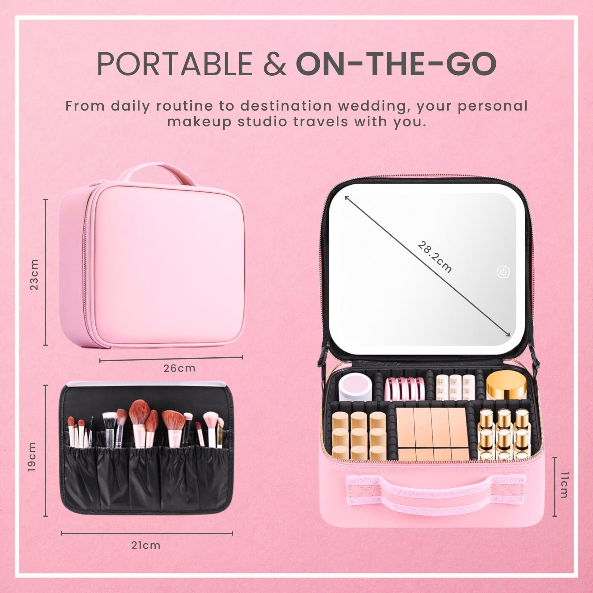Rechargeable LED Lighted Makeup Case