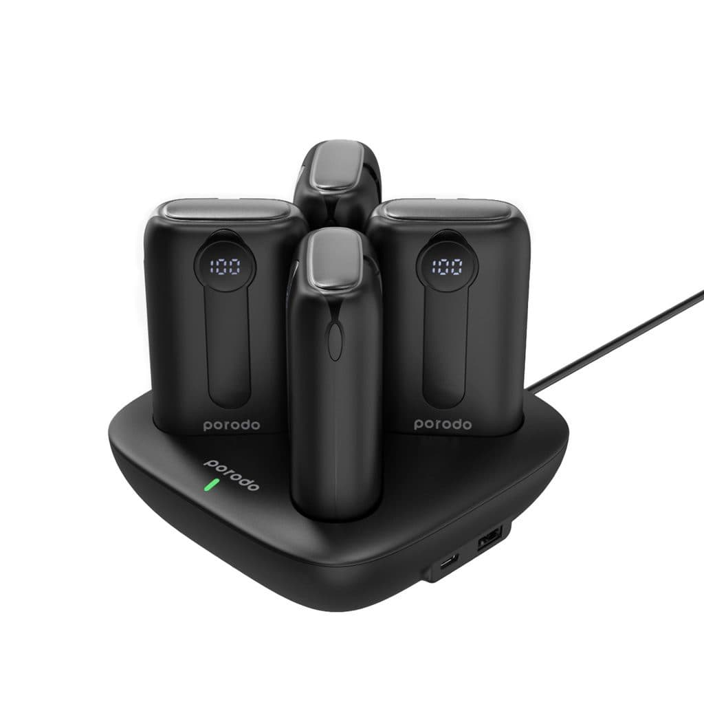 Porodo 10000mAh 4 Power Bank Station Lightning/Type-C Integrated Cable