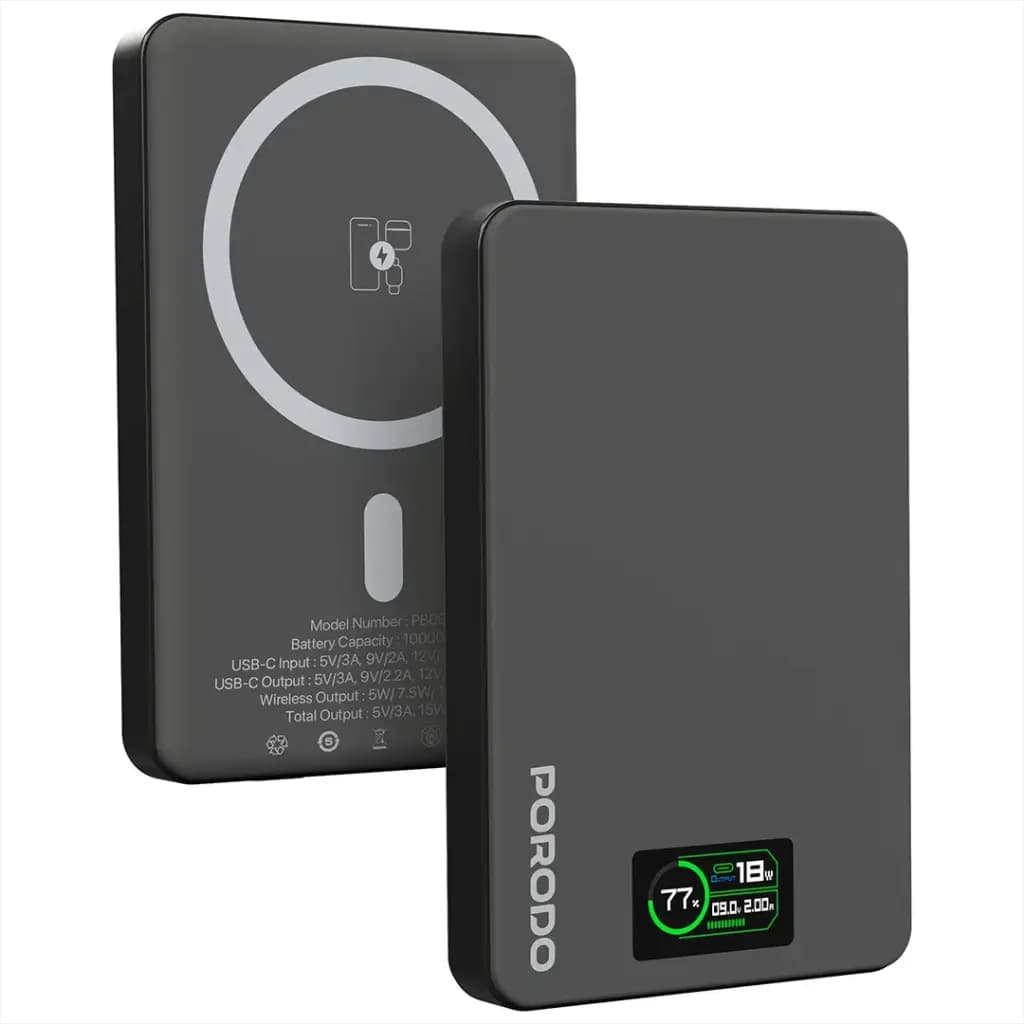Porodo 10000mAh MagSafe Power Bank Total Output 5V/3A(MAX) TFT