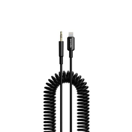 Porodo 3.5MM Lightning AUX Coiled Audio Cable 1.2m